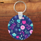 Niedlicher Blumenhintergrund Schlüsselanhänger (Vorderseite)