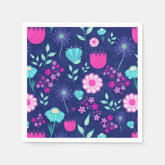 Niedlicher Blumenhintergrund Serviette (Vorderseite)