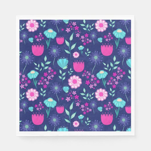 Niedlicher Blumenhintergrund Serviette (Vorderseite)