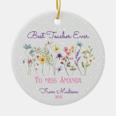 Niedlicher Blumenlehrer Weihnachtspastete Blume Keramik Ornament (Vorne)