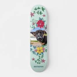 Niedlicher Blumenrahmen, Foto für Haustiere, Katze Skateboard