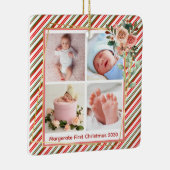 niedlicher Blumenrahmen New Baby Personalisiert 4 Keramikornament (Rechts)