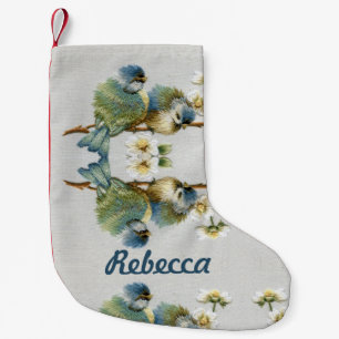 niedlicher, blumenreicher aquamariner Pfefferminzg Kleiner Weihnachtsstrumpf