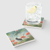 Niedlicher blumenreicher Wildtierplatz Untersetzer (Seitenansicht)