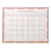 Niedlicher Blumenrosa Pilzsaal Monatsname Name Notizblock (Vorderseite)