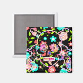 Niedlicher Blumenschädel Magnet (Vorderseite/Rückseite)
