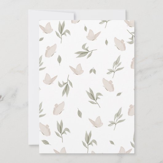 Niedlicher Blumenschmetterling macht einen 1. Gebu Einladung (Rückseite)