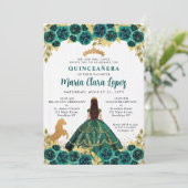 Niedlicher Blumensmärscher Charra Quinceanera Einladung (Stehend Vorderseite)