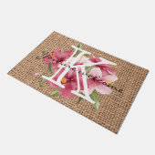 Niedlicher Blumensommer mit Monogramm Begrüßungste Fußmatte (Schrägansicht)