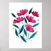 Niedlicher Blumenstrauß - Magenta und aquamarin Poster (Vorne)