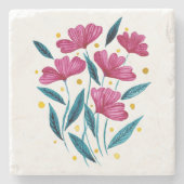 Niedlicher Blumenstrauß - Magenta und aquamarin Steinuntersetzer (Vorderseite)