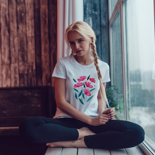 Niedlicher Blumenstrauß - Magenta und aquamarin T-Shirt