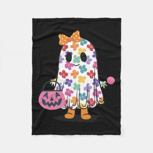 Niedlicher Blumenstrauß oder Treat Funny Halloween Fleecedecke (Vorderseite)