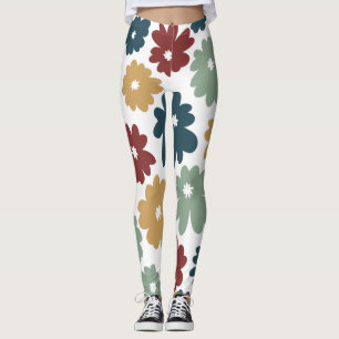 Niedlicher Blumenstrauß, Vintage Bordeaux und weiß Leggings
