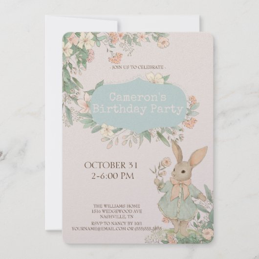 Niedlicher Blumenstrauß zum Geburtstag Einladung (Vorderseite)