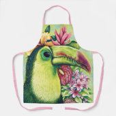 Niedlicher BlumenToucan Funny Green Pink Schürze (Vorderseite)