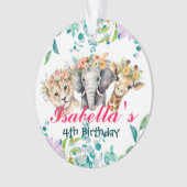 Niedlicher Blumenzoo-Dschungel Tiere Geburtstag Wi Ornament (Vorderseite)