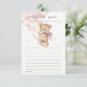 Niedlicher Blush Bärenballon Ratschlag für Mama Ba Begleitkarte (Stehend Vorderseite)