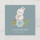 NIEDLICHER BLUSH BLAUE SCANDI FLORAL BEAR HUG BABY QUADRATISCHE VISITENKARTE (Vorderseite)