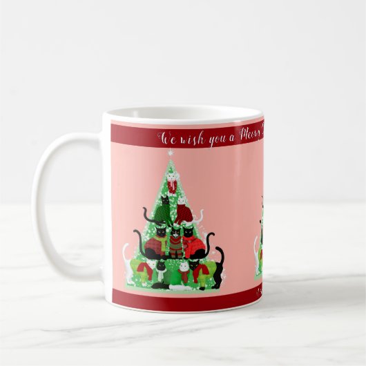 Niedlicher Blush Kitty Weihnachtsbaum Custom Ferie Kaffeetasse (Links)