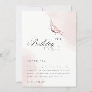 Niedlicher Blush Wasserfarbenschmetterling jeden G Dankeskarte