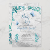 niedlicher Blütenschmetterling aus Marmor Einladung (Vorne/Hinten)