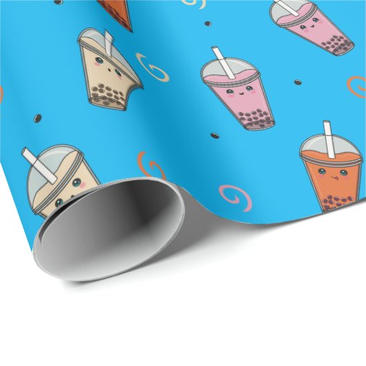 Niedlicher Boba-Bubble-Tee Geschenkpapier (Rolleneckpunkt)