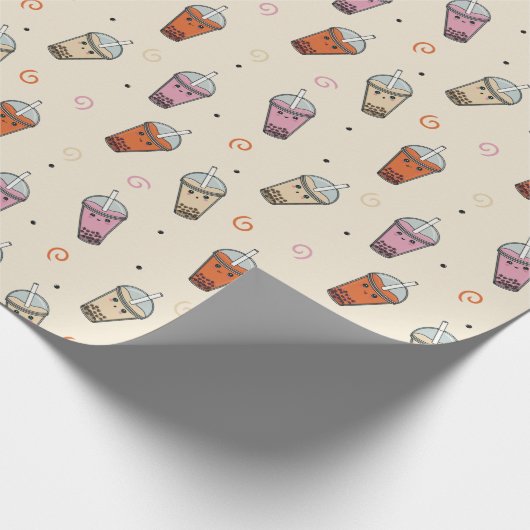 Niedlicher Boba-Bubble-Tee Geschenkpapier (Ecke)