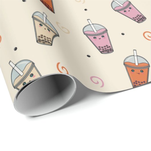 Niedlicher Boba-Bubble-Tee Geschenkpapier (Rolleneckpunkt)