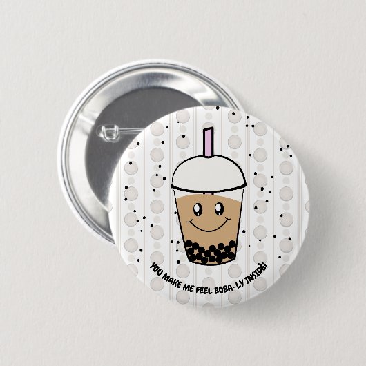 Niedlicher Boba Bubble Tee Knopf Button (Vorne & Hinten)