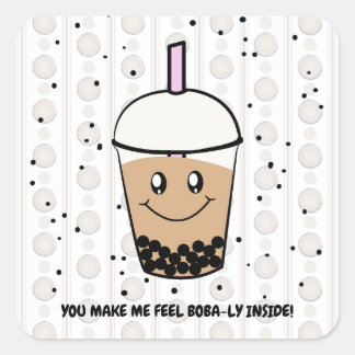 Niedlicher Boba Bubble Tee Pun Square Sticker