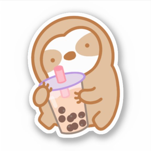 Niedlicher Boba Milk Tee Sloth Sticker (Vorderseite)