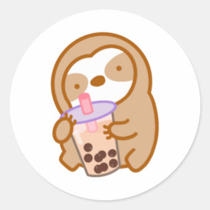 Niedlicher Boba Milk Tee Sloth Sticker