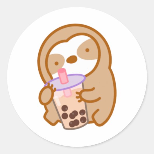 Niedlicher Boba Milk Tee Sloth Sticker (Vorderseite)