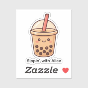 Niedlicher Boba Tea Cup Aufkleber - Personalisiert