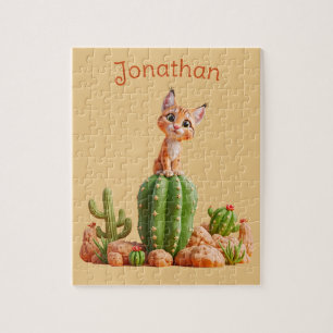 Niedlicher Bobcat auf Kakteen Puzzle