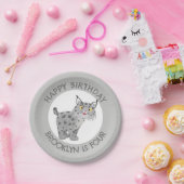 Niedlicher bobcat Lynx Cartoon personalisierter Ge Pappteller (Party)