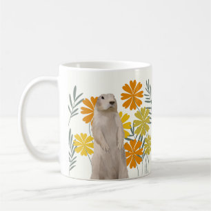 Niedlicher Boden mit fröhlichen Blume Kaffeetasse