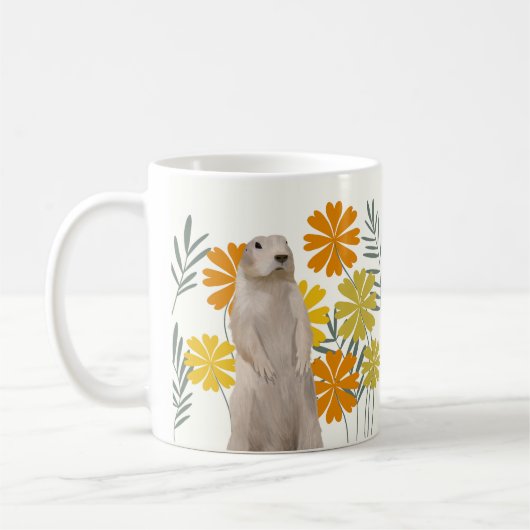 Niedlicher Boden mit fröhlichen Blume Kaffeetasse (Links)