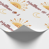 Niedlicher Boho Celestial Kindergeburtstag Nahtlos Geschenkpapier (Ecke)