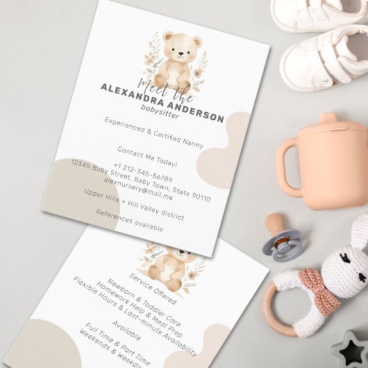 Niedlicher Boho Floral Bär Kinderservice Wasserfar Flyer