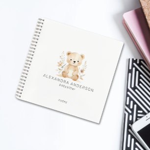 Niedlicher Boho Floral Bär Kinderservice Wasserfar Notizblock