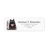 Niedlicher Boho Floral Watercolor Schwarze Katze K (Vorne)