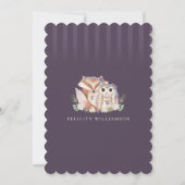 Niedlicher Boho Forest Fox & Owl Babydusche Einlad Einladung (Rückseite)