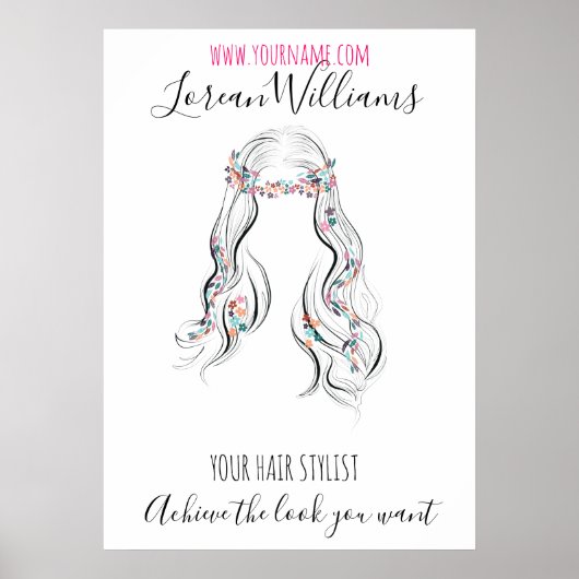 Niedlicher Boho Hairstyle Hochzeitssaal Poster (Vorne)