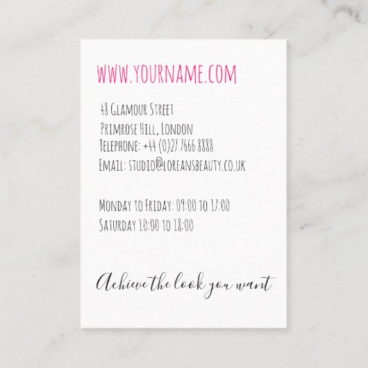 Niedlicher Boho Hairstyle Hochzeitssaal Visitenkarte (Rückseite)