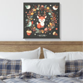 Niedlicher Boho Herbst Hirsch-Kranken-Wand-Decal Leinwanddruck (Insitu (Schlafzimmer))