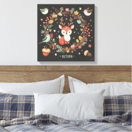 Niedlicher Boho Herbst Hirsch-Kranken-Wand-Decal Leinwanddruck