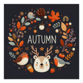 Niedlicher Boho Herbst Hirsch-Kranken-Wand-Decal Poster
