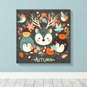 Niedlicher Boho Herbst Igel Wraath Wall Decal Leinwanddruck (Insitu (Holzboden))